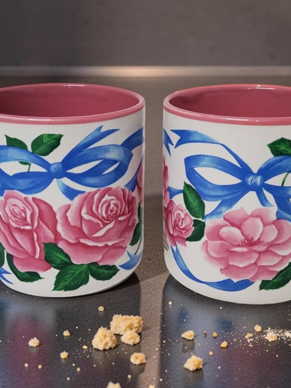 Vintage Jane Bowen Rose Floral Coffee Mugs -set of 2 - by Flowers, Inc. Balloons